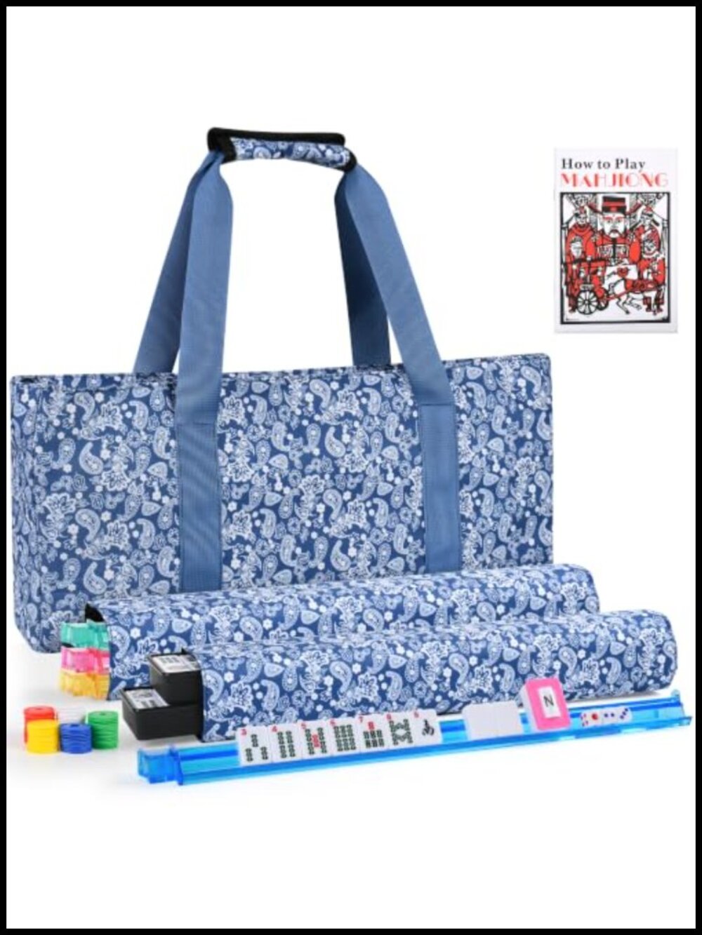 American Mahjong Tiles Set 166 White Tiles With Racks Pushers Bag